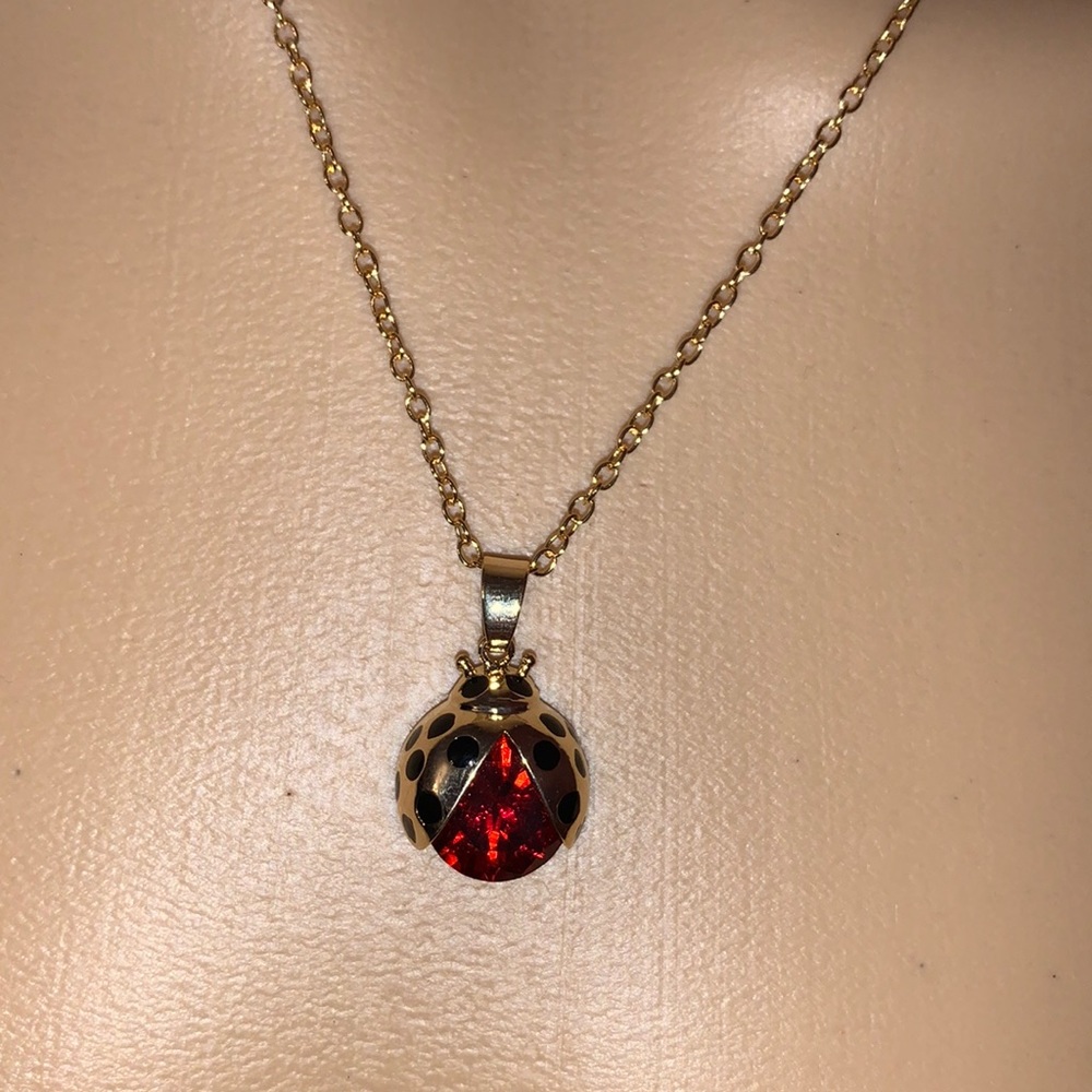 Ladybug Crystal Necklace - Picture 2 of 9